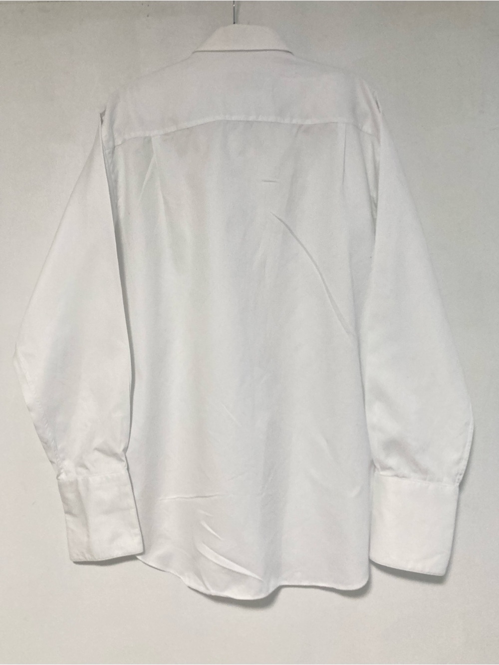 David Donahue Mens White Cotton Dress Shirt French Cuff  Horizontal Rib 17 34/35 - Picture 3 of 16